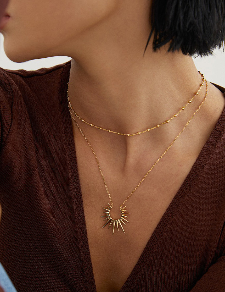 Radiant Sunburst Gold Chain Necklace