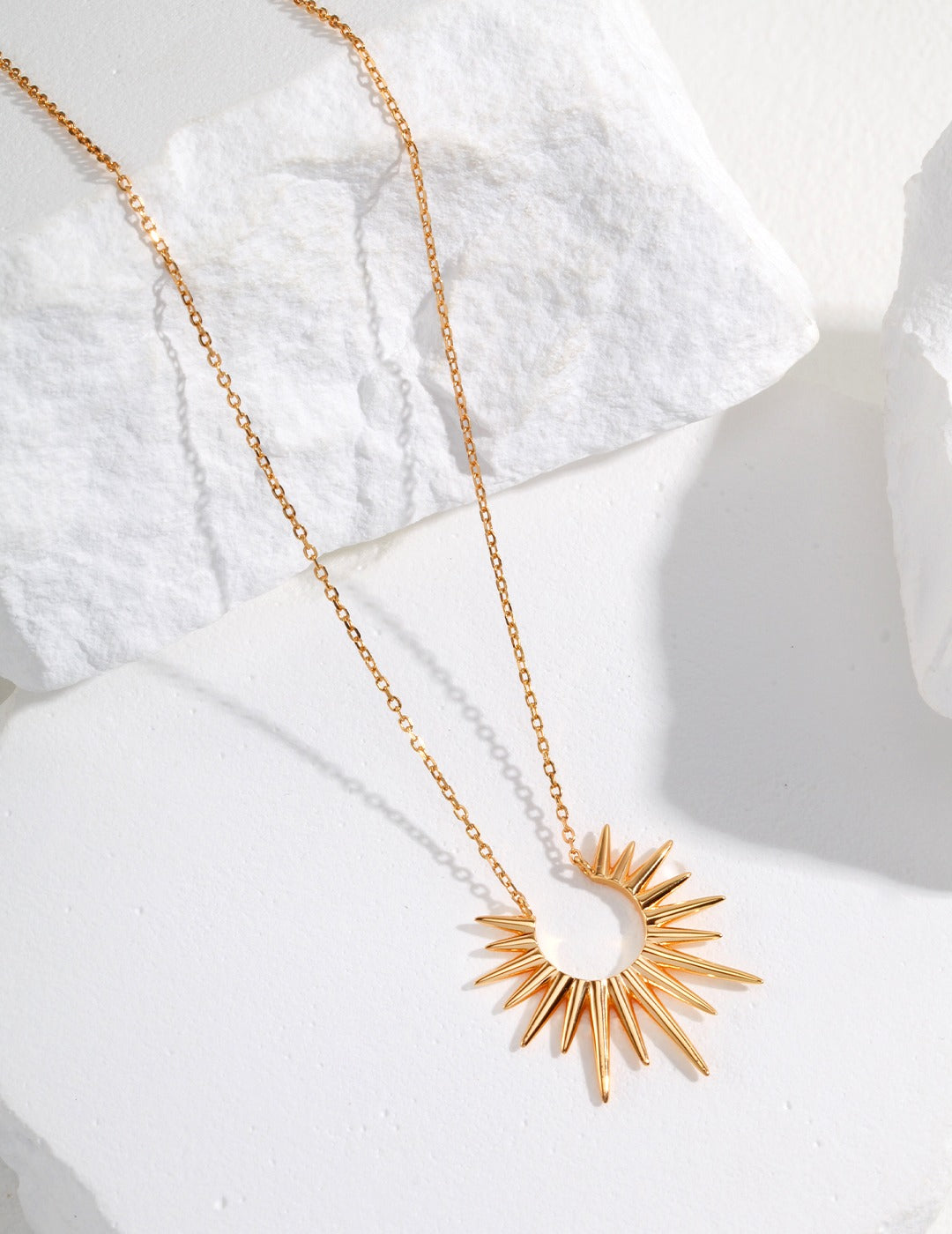 Radiant Sunburst Gold Chain Necklace