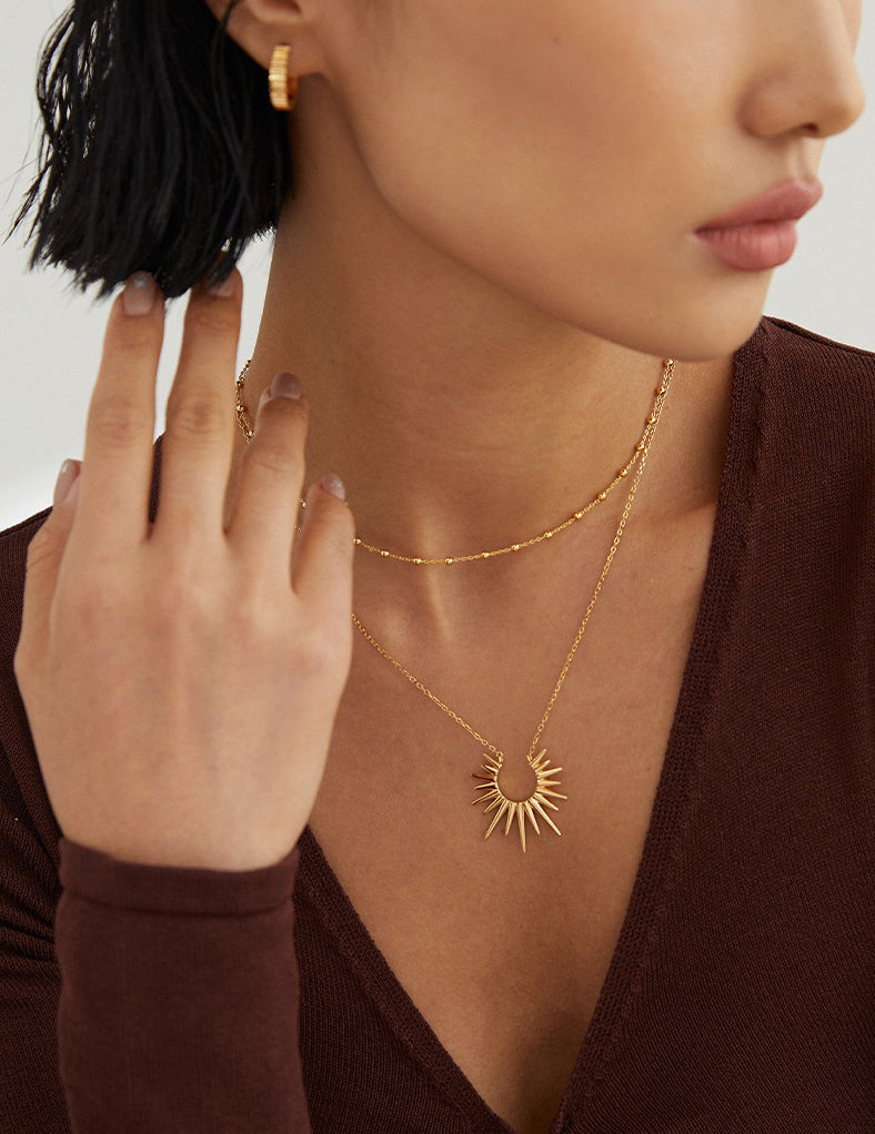 Radiant Sunburst Gold Chain Necklace