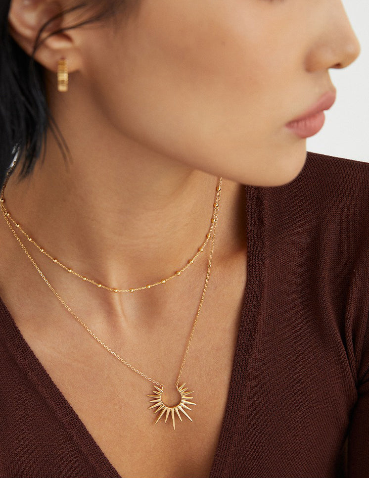 Radiant Sunburst Gold Chain Necklace