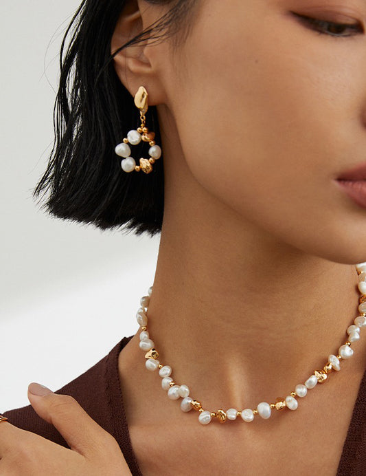 Exquisite Irregular Pearl Cluster Earrings
