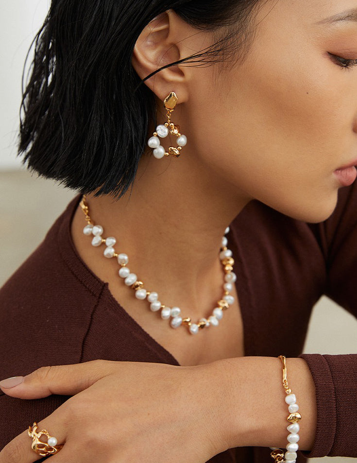 Exquisite Irregular Pearl Cluster Earrings
