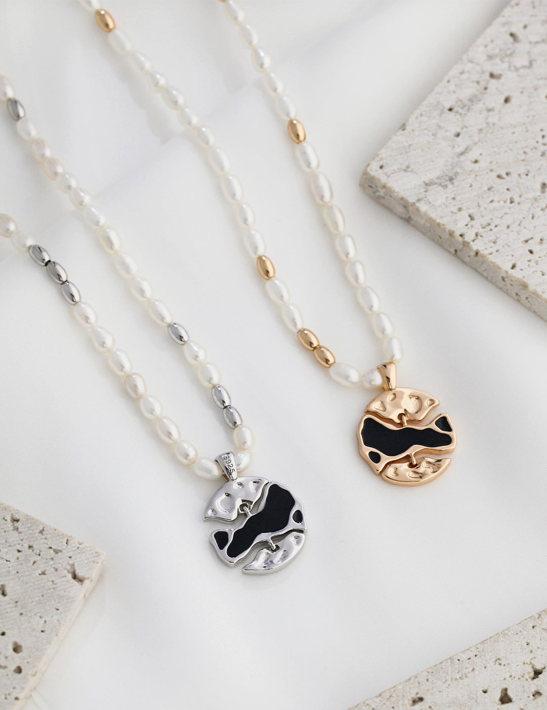 Topography Inspired Pendants Elegant Pearl Necklaces