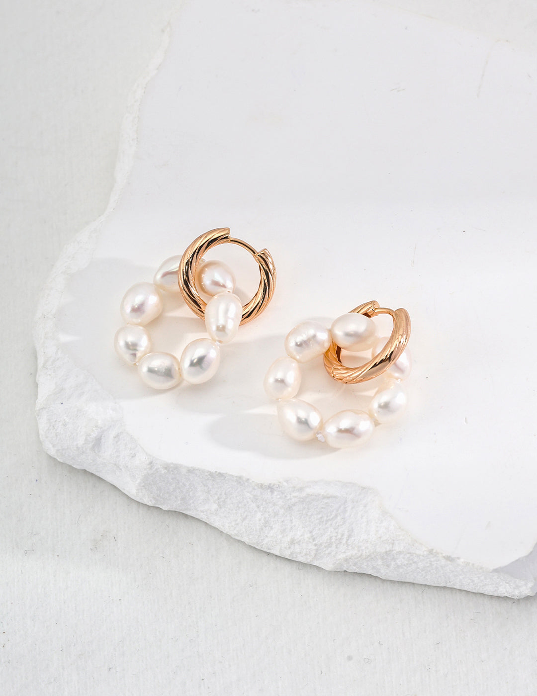 Elegant Natural Pearl Hoop Earrings