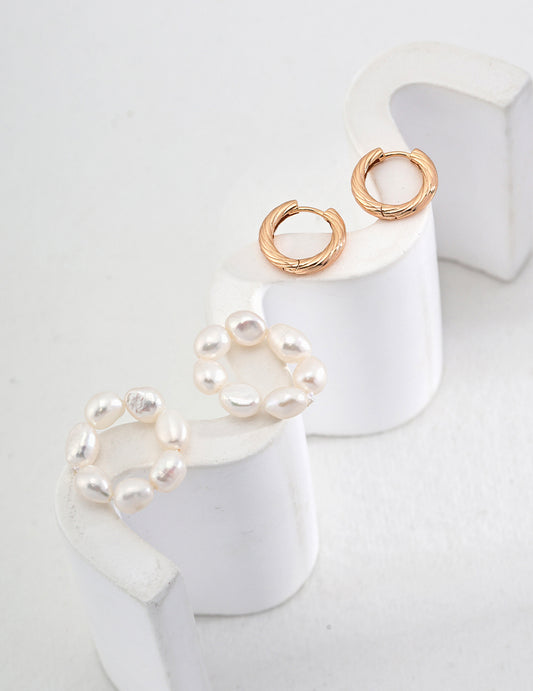 Elegant Natural Pearl Hoop Earrings