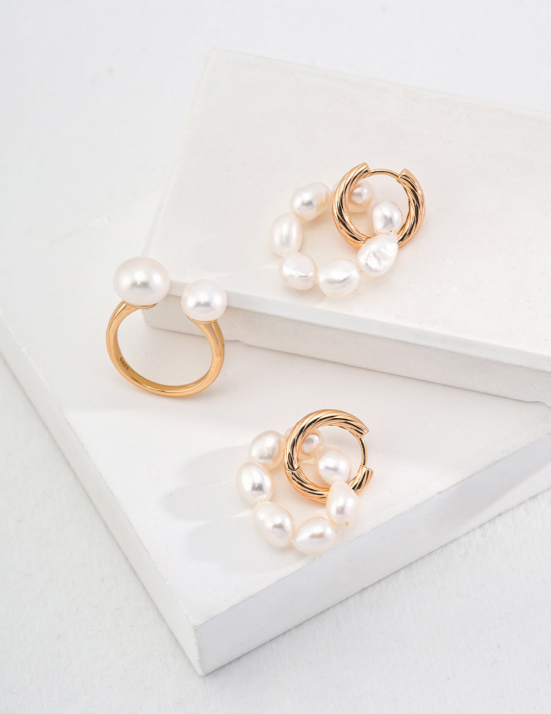 Elegant Natural Pearl Hoop Earrings