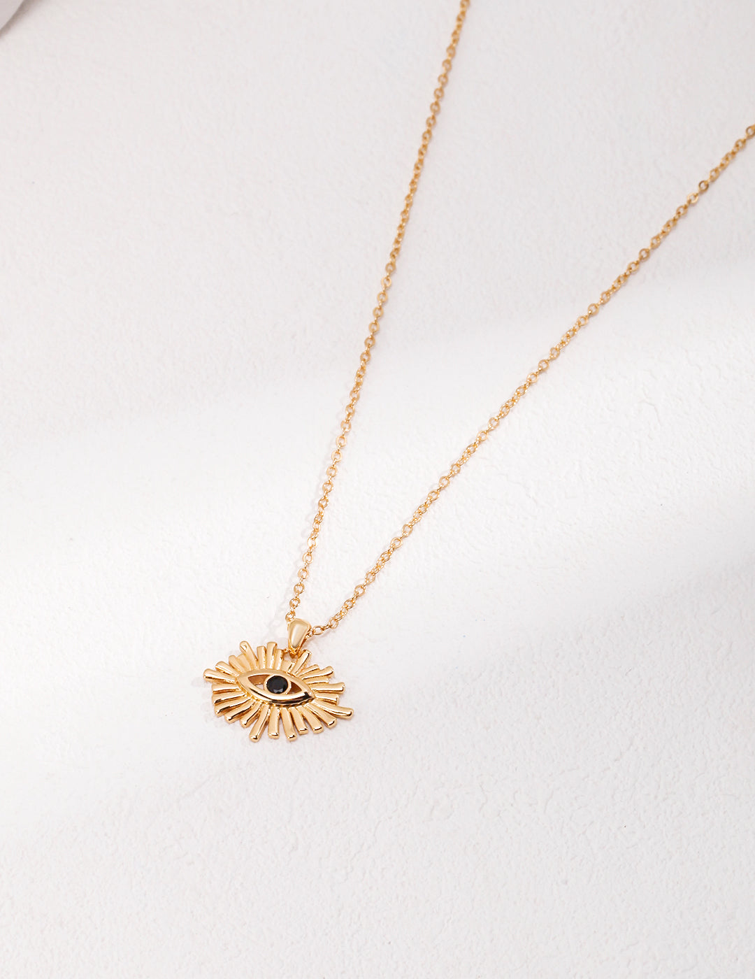 Stylish Sunburst Evil Eye Gold Necklace