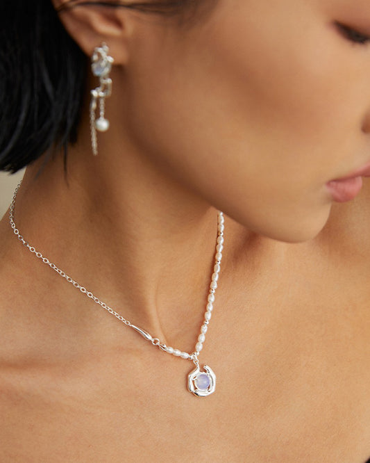 Moonlight Bloom Pearl Choker Necklace