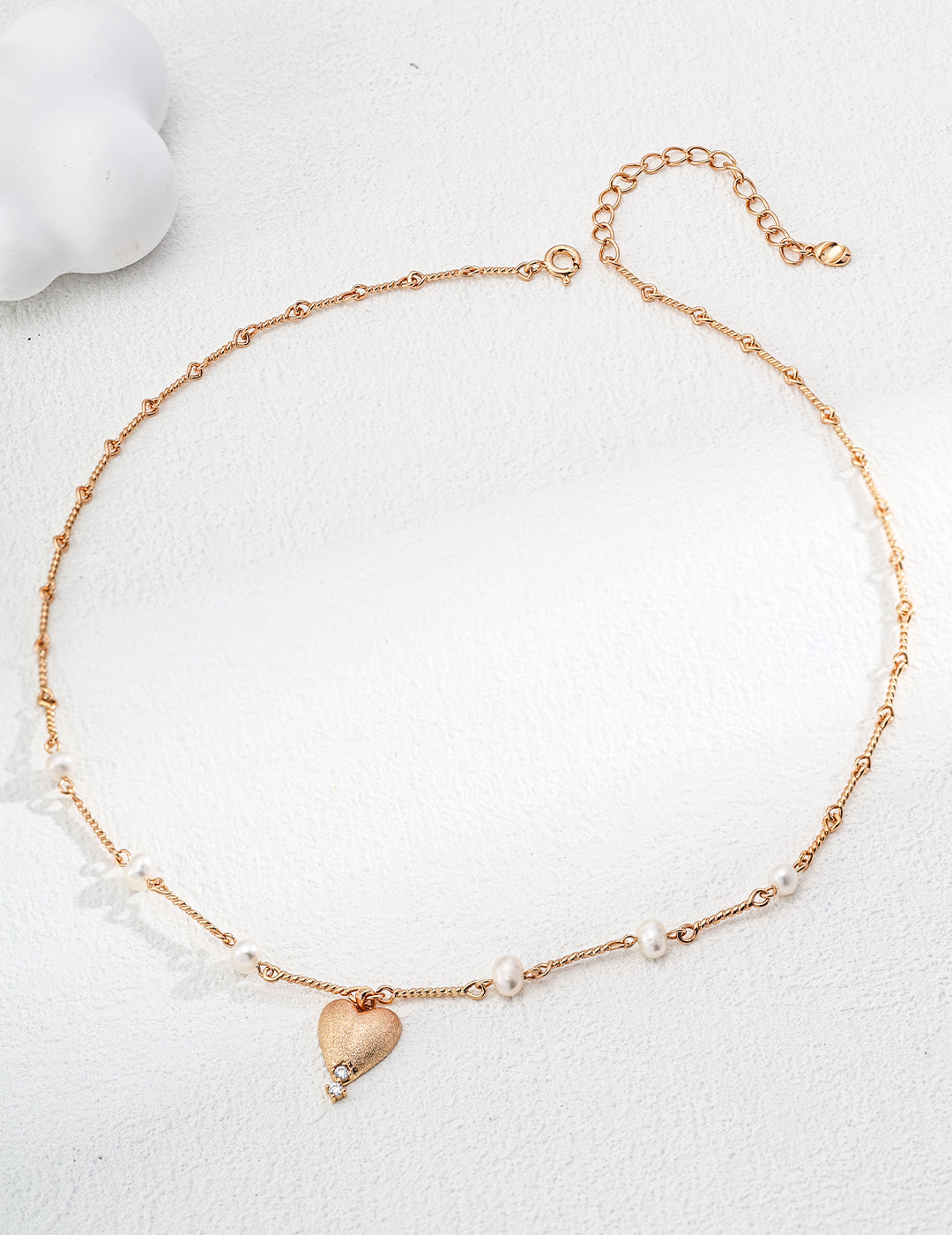 Vintage Inspired Pearl & Heart Charm Necklace
