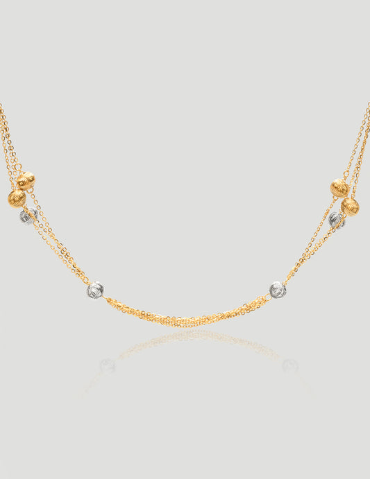 Enchanting Dual Tone Gold Layered Bead-adorned Necklace