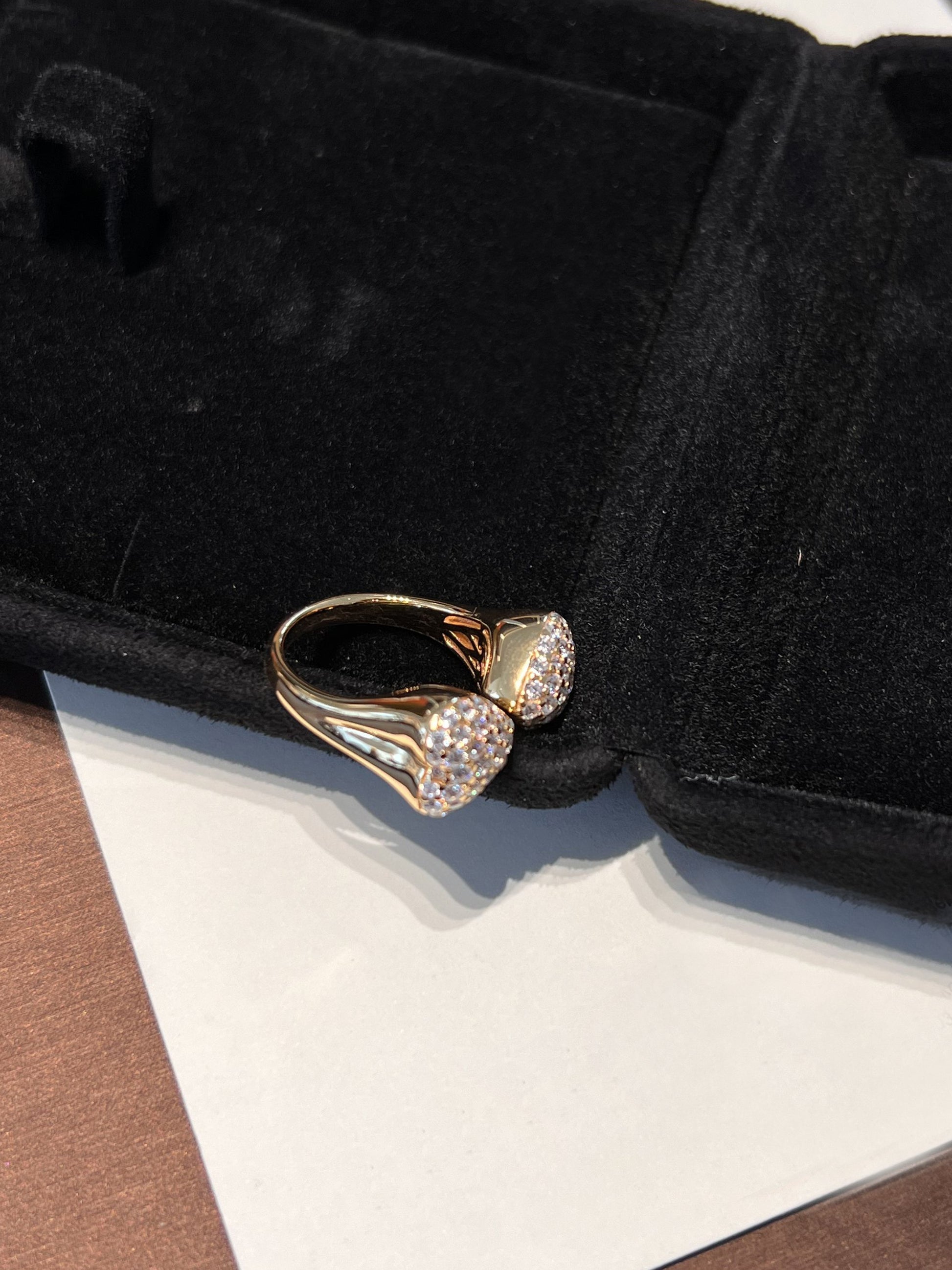 Twin - Heartlet Sparkling Gold Ring