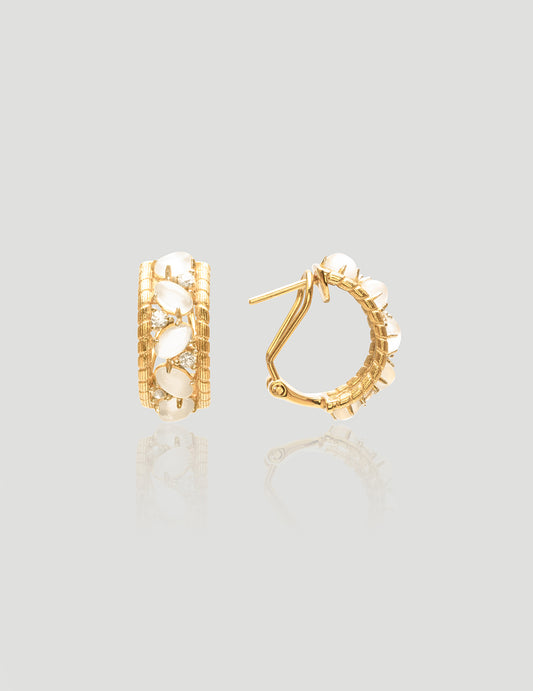 Elegant Gold - Plated Hoop Earrings with Jade-Albite Accents
