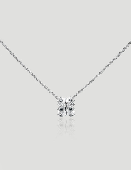 Dazzling Butterfly Motif with Diamond Accents Sterling Silver Necklace