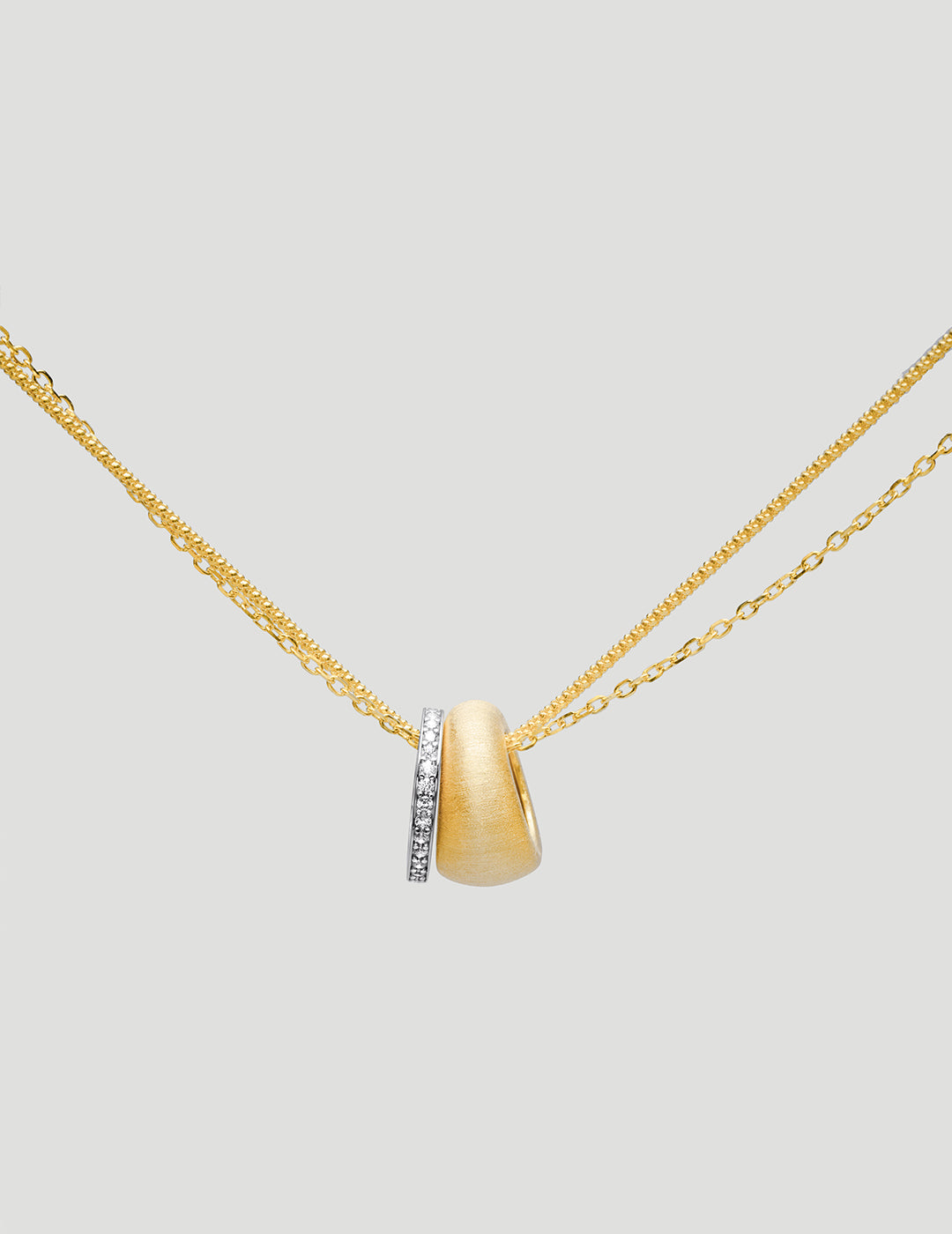 Enchanting Double-Strand Gold Necklace: Diamond-Tubular Charm Twinkle