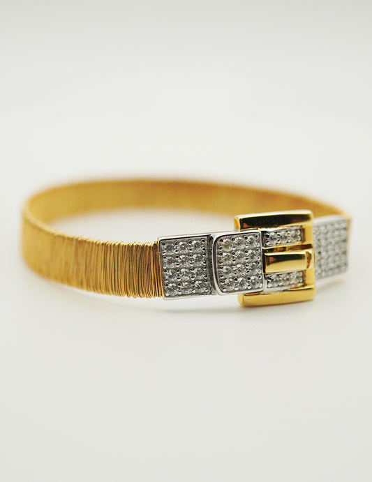 Exquisite Silver Thread Diamond Buckle Bracelet