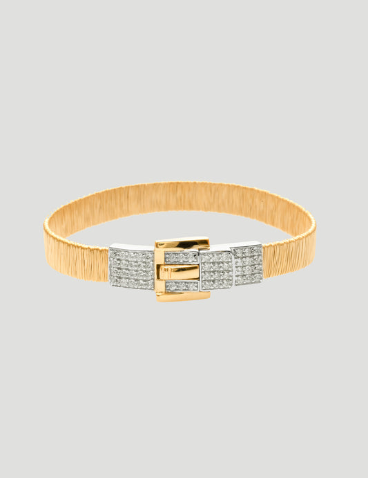 Exquisite Silver Thread Diamond Buckle Bracelet
