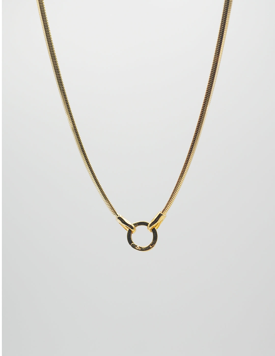 Minimalist Gold Snake - Link Necklace with Ring Accent