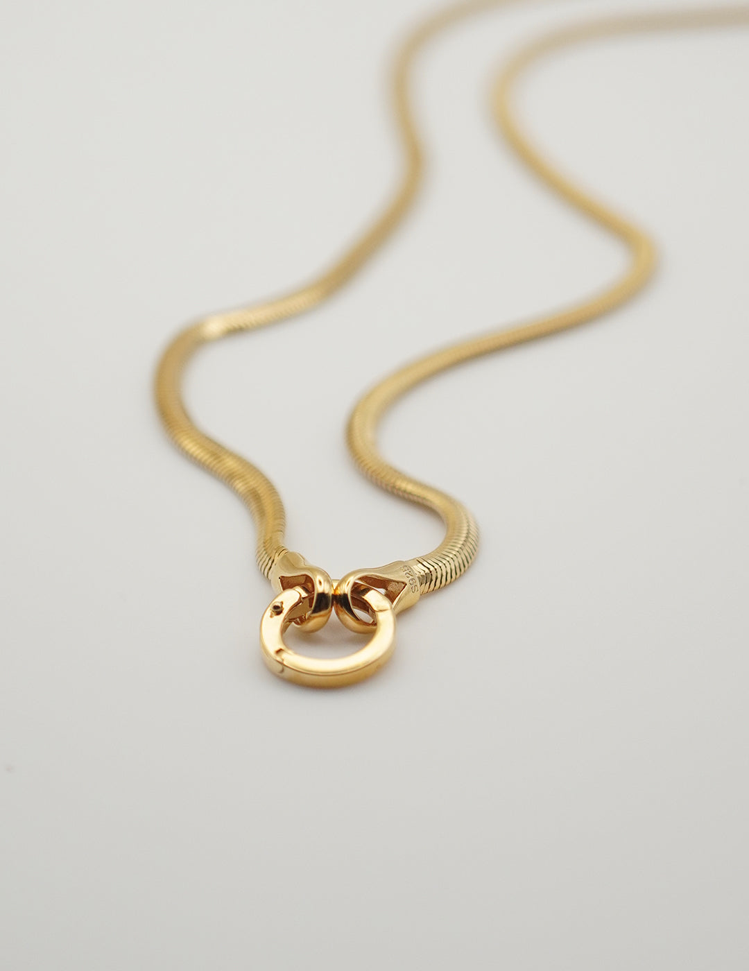 Minimalist Gold Snake - Link Necklace with Ring Accent