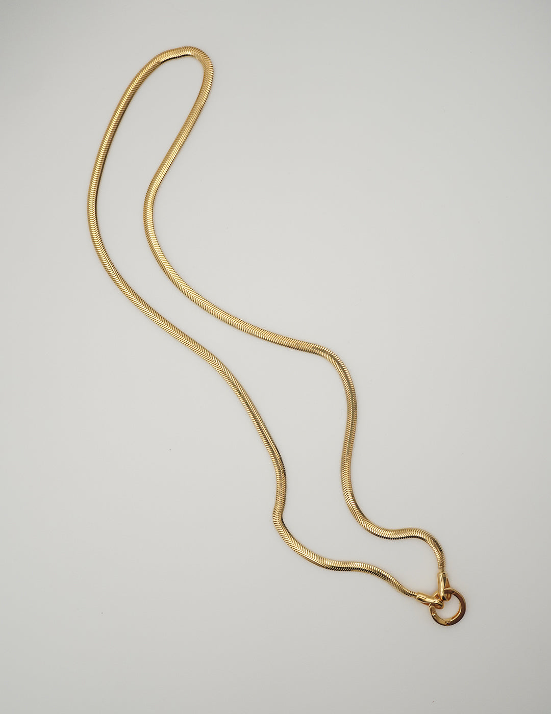 Minimalist Gold Snake - Link Necklace with Ring Accent