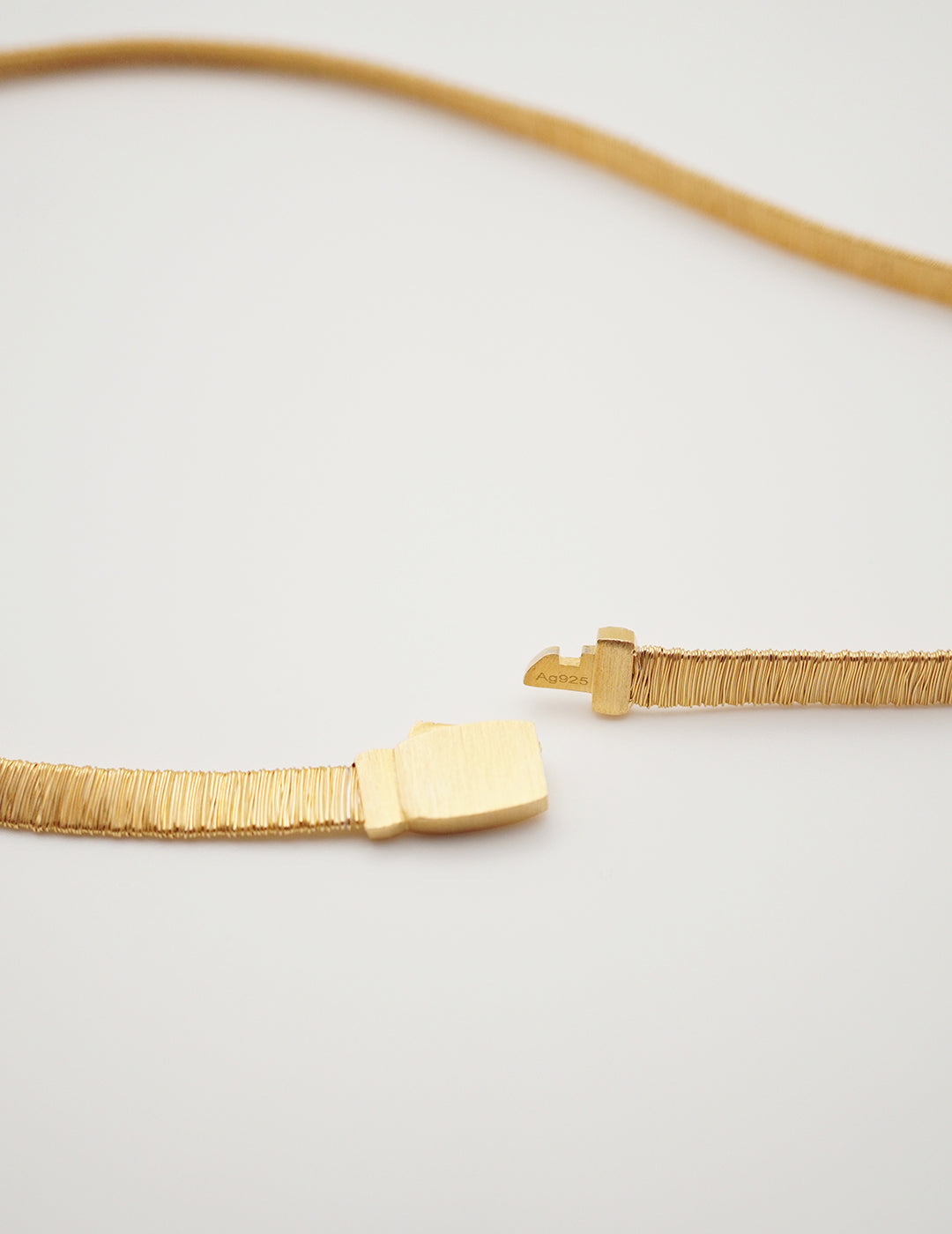 Exquisite Silver Thread Gold Flat Chain Necklace, detail