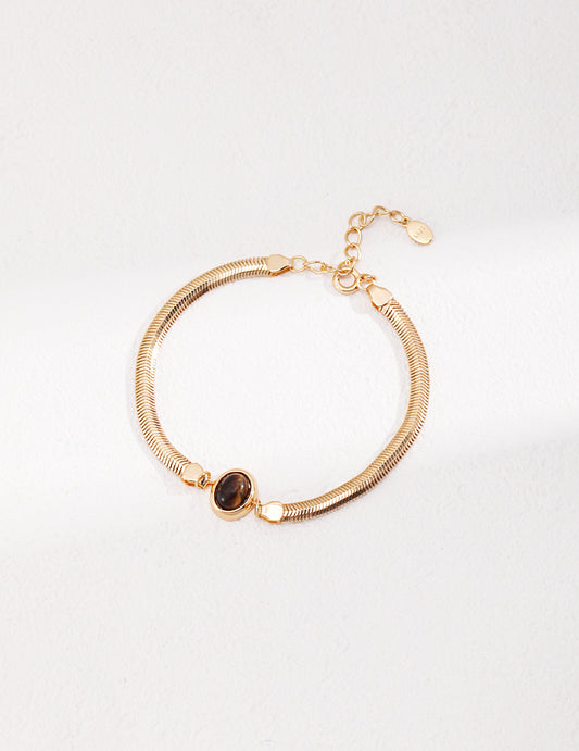 Glamorous Snake Chain Bracelet featuring a Precious Natural Stone