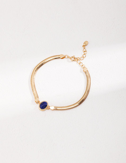 Glamorous Snake Chain Bracelet featuring a Precious Natural Stone