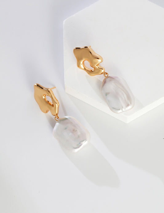 Stylish Coral Baroque Pearl Earrings