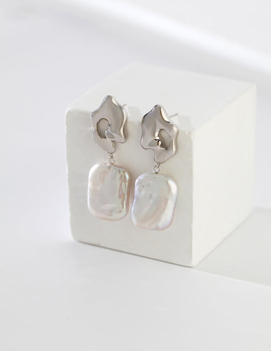 Stylish Coral Baroque Pearl Earrings