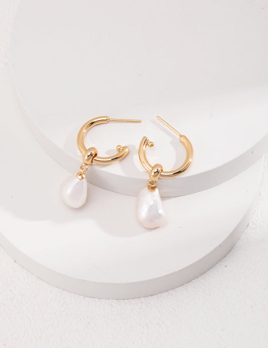 Glamorous Baroque Pearl adorned Hoop Earrings